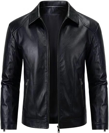 Leather Jacket Men Faux Leather Jackets Motorcycle Biker Coat Outwear